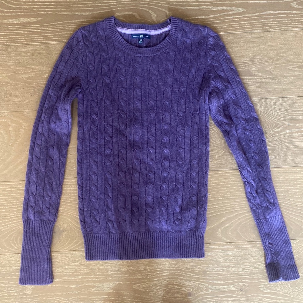 Cable sweater, purple, XS